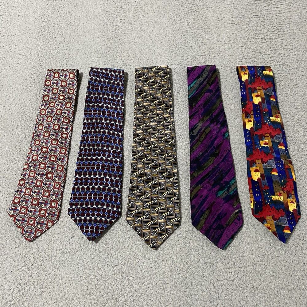 5 Vintage Jerry Garcia Tie Lot Collectors Edition 100% Silk Abstract Geometric